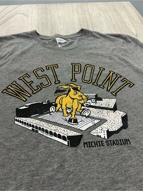 West Point Michie Stadium Grey T‑Shirt with Gold Mule Graphic